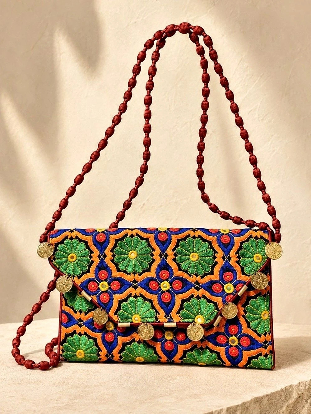 Vintage Tribal Banjara Embroidered Coin Clutch/ Crossbody Bag- MSRP $120